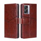 For OPPO K10 5G Global Geometric Stitching Leather Phone Case(Dark Brown) - 1