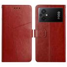 For Xiaomi Poco M5 4G/5G/M4 5G HT01 Y-shaped Pattern Flip Leather Phone Case(Brown) - 1