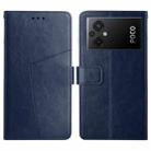 For Xiaomi Poco M5 4G/5G/M4 5G HT01 Y-shaped Pattern Flip Leather Phone Case(Blue) - 1