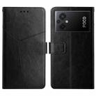 For Xiaomi Poco M5 4G/5G/M4 5G HT01 Y-shaped Pattern Flip Leather Phone Case(Black) - 1