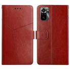 For Xiaomi Poco M5s HT01 Y-shaped Pattern Flip Leather Phone Case(Brown) - 1