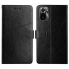 For Xiaomi Poco M5s HT01 Y-shaped Pattern Flip Leather Phone Case(Black) - 1