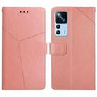 For Xiaomi Redmi K50 Ultra/12T/12T Pro HT01 Y-shaped Pattern Flip Leather Phone Case(Pink) - 1