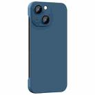 For iPhone 14 Plus Rimless PC Phone Case with Lens Film(Blue) - 1