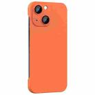For iPhone 14 Plus Rimless PC Phone Case with Lens Film(Orange) - 1