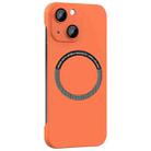 For iPhone 14 Magsafe Rimless PC Phone Case with Lens Film(Orange) - 1
