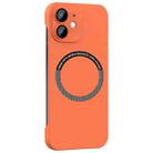 For iPhone 12 Magsafe Rimless PC Phone Case with Lens Film(Orange) - 1