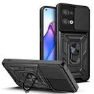 For OPPO Reno8 5G Sliding Camera Cover Design TPU+PC Phone Case(Black) - 1