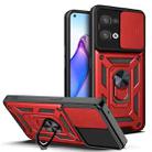 For OPPO Reno8 5G Sliding Camera Cover Design TPU+PC Phone Case(Red) - 1