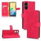 For vivo Y16 4G Skin Feel Magnetic Flip Leather Phone Case(Rose Red) - 1