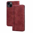 For iPhone 14 Plus Frosted Business Magnetic Horizontal Flip PU Phone Case(Brown) - 1