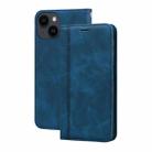 For iPhone 14 Plus Frosted Business Magnetic Horizontal Flip PU Phone Case(Blue) - 1