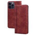 For iPhone 14 Pro Max Frosted Business Magnetic Horizontal Flip PU Phone Case(Brown) - 1