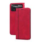 For Xiaomi Poco M4 Pro 4G Frosted Business Magnetic Horizontal Flip PU Phone Case(Red) - 1