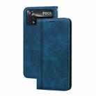 For Xiaomi Poco M4 Pro 4G Frosted Business Magnetic Horizontal Flip PU Phone Case(Blue) - 1