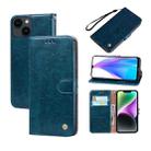 For iPhone 14 Plus Oil Wax Texture Leather Phone Case(Blue) - 1