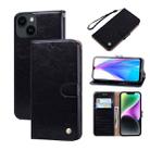 For iPhone 14 Plus Oil Wax Texture Leather Phone Case(Black) - 1