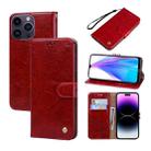 For iPhone 14 Pro Max Oil Wax Texture Leather Phone Case(Red) - 1