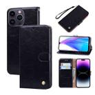 For iPhone 14 Pro Max Oil Wax Texture Leather Phone Case(Black) - 1