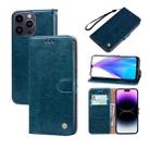 For iPhone 14 Pro Oil Wax Texture Leather Phone Case(Blue) - 1
