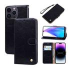 For iPhone 14 Pro Oil Wax Texture Leather Phone Case(Black) - 1