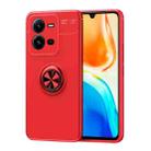 For vivo V25 Metal Ring Holder TPU Phone Case(Red) - 1