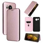 For Sharp Aquos Sense7 Plus Carbon Fiber Texture Flip Leather Phone Case(Pink) - 1