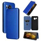 For Sharp Aquos Sense7 Plus Carbon Fiber Texture Flip Leather Phone Case(Blue) - 1