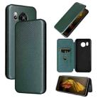 For Sharp Aquos Sense7 Plus Carbon Fiber Texture Flip Leather Phone Case(Green) - 1