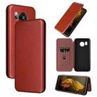 For Sharp Aquos Sense7 Plus Carbon Fiber Texture Flip Leather Phone Case(Brown) - 1