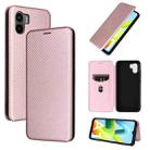 For Xiaomi Redmi A1 4G Carbon Fiber Texture Flip Leather Phone Case(Pink) - 1