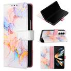 For Samsung Galaxy Z Fold3 5G PT003 Marble Pattern Flip Leather Phone Case(Galaxy Marble White LS004) - 1
