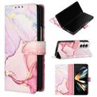 For Samsung Galaxy Z Fold3 5G PT003 Marble Pattern Flip Leather Phone Case(Rose Gold LS005) - 1