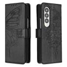 For Samsung Galaxy Z Fold3 5G Embossed Butterfly Leather Phone Case(Black) - 1