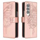 For Samsung Galaxy Z Fold3 5G Embossed Butterfly Leather Phone Case(Rose Gold) - 1