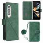 For Samsung Galaxy Z Fold4 Crossbody 3D Embossed Flip Leather Phone Case(Dark Green) - 1