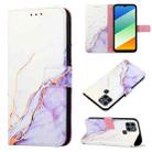 For Infinix Smart 6 Plus/X6823 PT003 Marble Pattern Flip Leather Phone Case(White Purple LS006) - 1