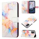 For Motorola Moto E22i 4G/E22 4G PT003 Marble Pattern Flip Leather Phone Case(Galaxy Marble White LS004) - 1