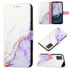 For Motorola Moto E22i 4G/E22 4G PT003 Marble Pattern Flip Leather Phone Case(White Purple LS006) - 1