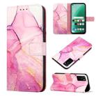 For OPPO A55S 5G/CPH2309 Japan PT003 Marble Pattern Flip Leather Phone Case(Pink Purple Gold LS001) - 1