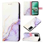 For OPPO A55S 5G/CPH2309 Japan PT003 Marble Pattern Flip Leather Phone Case(White Purple LS006) - 1