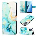 For OPPO Reno7 A Japan PT003 Marble Pattern Flip Leather Phone Case(Green LS003) - 1