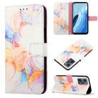 For OPPO Reno7 A Japan PT003 Marble Pattern Flip Leather Phone Case(Galaxy Marble White LS004) - 1