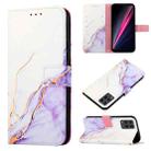 For T-Mobile Revvl 6 Pro 5G PT003 Marble Pattern Flip Leather Phone Case(White Purple LS006) - 1