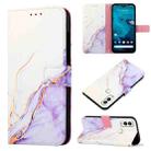 For Kyocera Android One S9/KC-S304/Digno SANGA Edition PT003 Marble Pattern Flip Leather Phone Case(White Purple LS006) - 1