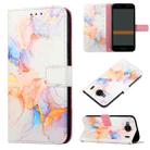 For Kyocera Qua Phone QX KYV42 PT003 Marble Pattern Flip Leather Phone Case(Galaxy Marble White LS004) - 1