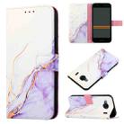 For Kyocera Qua Phone QX KYV42 PT003 Marble Pattern Flip Leather Phone Case(White Purple LS006) - 1