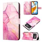 For Xiaomi Poco C40 Global PT003 Marble Pattern Flip Leather Phone Case(Pink Purple Gold LS001) - 1