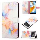 For Xiaomi Poco C40 Global PT003 Marble Pattern Flip Leather Phone Case(Galaxy Marble White LS004) - 1
