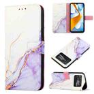 For Xiaomi Poco C40 Global PT003 Marble Pattern Flip Leather Phone Case(White Purple LS006) - 1